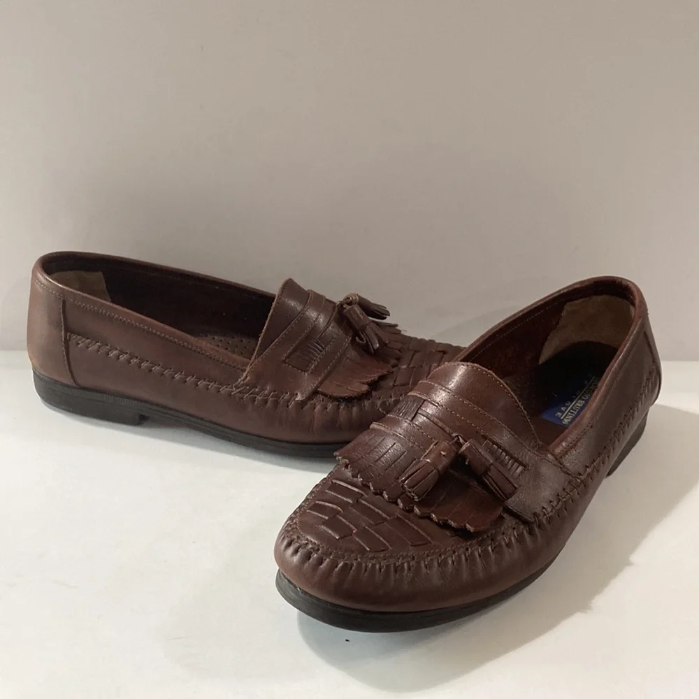 Giorgio Brutini Brown Leather Le Glove Duane Kiltie Tassel Slip On Loafers Sz 10